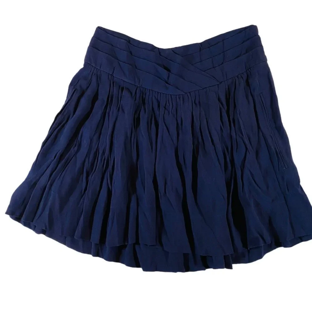 Beautiful Navy Blue ruffled and pleated mini skirt Comptoir Des Cotonniers